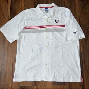 NFL Reebok Men's Houston Texans Button Up Shirt Y2K Vintage Loop Collar Size XL